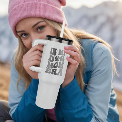 🐾 In My Dog Mom Era – 40oz Laser Engraved Tumbler for Pet-Loving Queens 🐾
