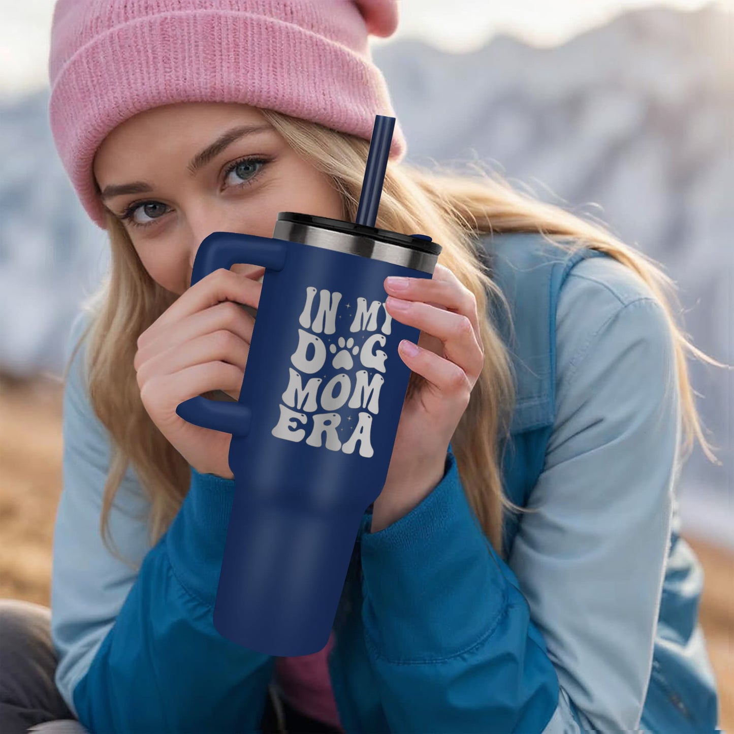 🐾 In My Dog Mom Era – 40oz Laser Engraved Tumbler for Pet-Loving Queens 🐾