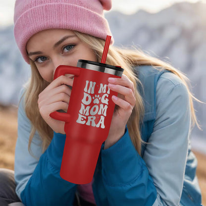 🐾 In My Dog Mom Era – 40oz Laser Engraved Tumbler for Pet-Loving Queens 🐾