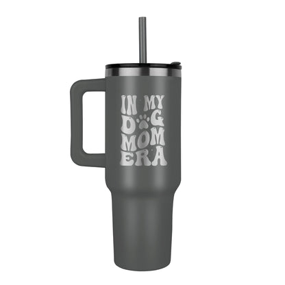 🐾 In My Dog Mom Era – 40oz Laser Engraved Tumbler for Pet-Loving Queens 🐾