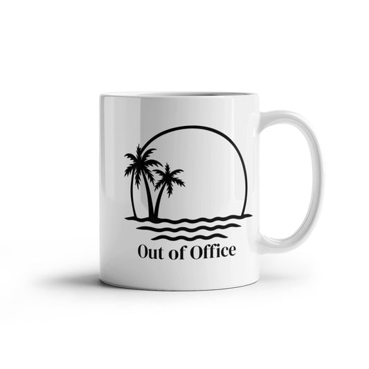 🌴 “Out of Office” Palm Tree Vacation Mug – 11oz & 15oz Ceramic Coffee Cup ☕
