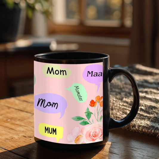 💐 “Mom, Mum, Momster” Floral Ceramic Mug – A Sip of Love in Every Name