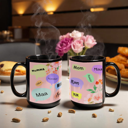 💐 “Mom, Mum, Momster” Floral Ceramic Mug – A Sip of Love in Every Name