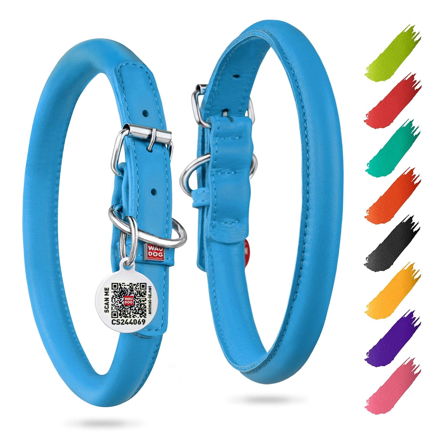 Ultra Soft Rolled Leather Dog Collar – Adjustable Durable Pet Collar for Small, Medium & Large Dogs (Multiple Colors)