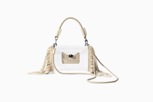 Clear Fringe Crossbody Bag – Stadium Approved Transparent Purse with Braided Strap & Chic Fringe Design