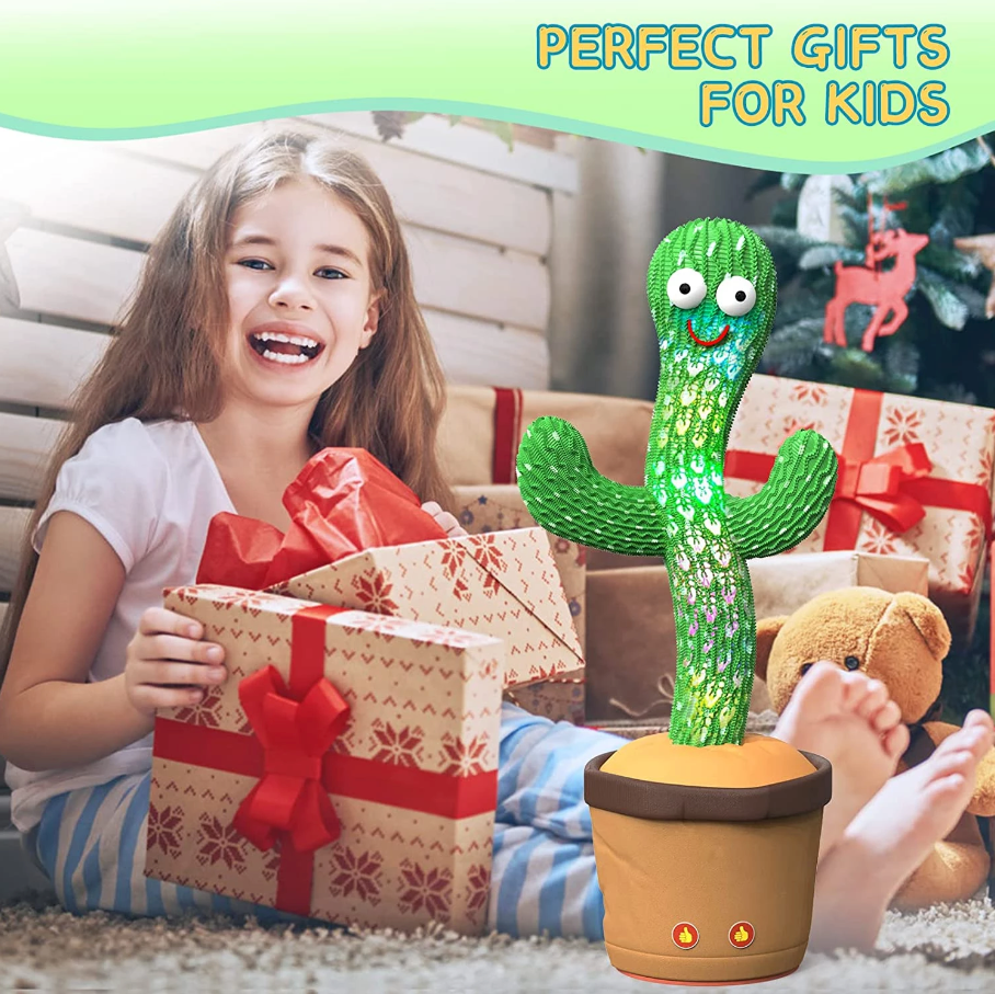 Dancing Cactus Plush Toy – Singing, Talking & Recording Interactive Toy with Lights (120 Songs)