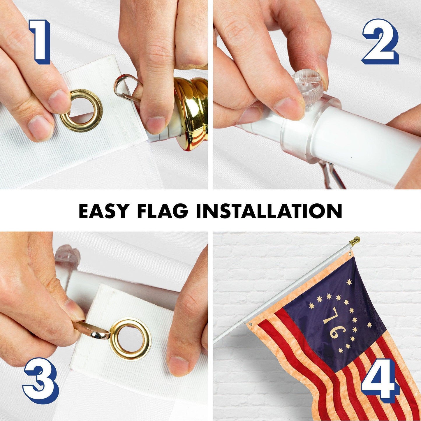 Deluxe 6 ft Tangle-Free Spinning Flagpole Kit with 3×5 ft Tea-Stained Bennington 76 Flag – Heavy Duty Aluminum Outdoor Flag Pole Set